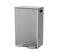 DMD Collective - 60L Stainless Steel Rubbish Bin, 2 x 30L Removable Recycling Bins & 3L Compost Bin Included - Large Airtight Trash Can, Metal Foot Pedals Fingerprint Proof - Silver