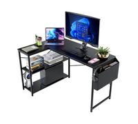 DMD Collective DeskMate Reversible L-Shaped Computer Desk with Storage Shelves, Gaming Desk, Office Desk in Black DMD Collective Black