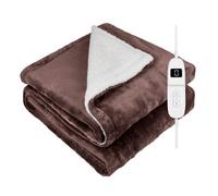 DMD Collective Heated Electric Blanket Throw Fleece Sherpa 9 Heat & Timer Settings 120x160cm Machine Washable in Brown | Size: 120 cm x 150 cm DMD Collective Brown 120 cm x 150 cm