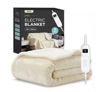 DMD Collective Dmd Heated Electric Throw Blanket, Fleece Sherpa, 9 Heat Settings & Timer, 180 X 200Cm