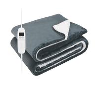 DMD Collective - Electric Blanket, Heated Blanket, 1-9 Heat Settings, 9 Timer Settings with Auto-Shut Off & LED Display, Throw Blanket For Home, Office, Machine Washable (Light Grey, 120cm x 160cm)