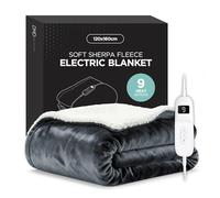 DMD® | Soft Sherpa & Fleece Electric Blanket, 1-9 Heat Settings, 9 Timer Settings with Auto-Shut Off & LED Display, Throw Blanket For Home, Office, Machine Washable (Light Grey, 120cm x 160cm)