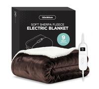 DMD Collective Electric Blanket Heated Throw 120 x 160cm with 9 Heat Settings & Timer, LED Display Controller, Auto Shut-Off, Machine Washable Soft Fleece for Sofa, Bed & Office, Dark Brown