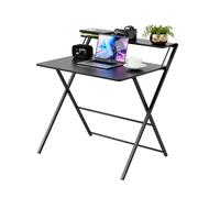 DMD Collective FlexiDesk 2-Tier Folding Desk, No Assembly Required, Gaming Desk, Work Desk Table for Small Spaces in Black DMD Collective Black