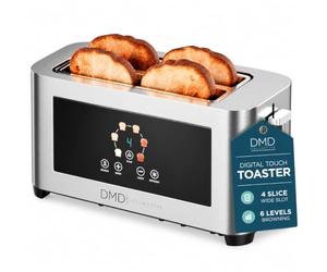 DMD Collective - Toster, 4 Slice Toasters Wide Slots, Stainless Steel | Digital Touch Control, 6 Browning Levels, Defrost Reheat & Cancel Functions, 1400W Toaster for Thick & Thin Bread