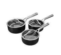 DMD Collective Vita 3-Piece Sauce Pan Set, (16, 18 & 20cm) Non-Stick, Stainless Steel Handle, Cool Touch in Black | Size: 3 Pack DMD Collective Black 3 Pack