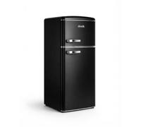 DMDK DKB2 Retro Freestanding Fridge with Freezer Compartment, Matte Black, 146 cm Height, 208 L