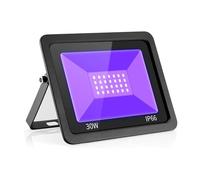 DMETE 30W LED UV Spotlight 395 nm UV Floodlight,Waterproof IP66 UV Spotlight Ultraviolet Light Effect with On/Off Switch for Party,DJ for Garden Yard(Black_10W)