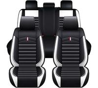 DMFCJQ Car Seat Covers Set for Civic 2016-2018, Front & Rear Complete, With Airbag Compatible, Waterproof Imitation Leather Car Seat Covers, Accessories,WHITE-LINE