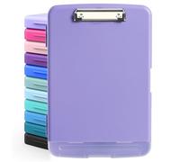 DMFLY Clipboard with Storage, Heavy Duty Clip Boards with Pen Holder, A4 Plastic Clipboards with Compartment, Holds 6+ Pencils and 200+ Sheets, Strong Clipboards with Low Profile Clip, Great for Work