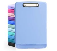 DMFLY Clipboard with Storage, Heavy Duty Clip Boards with Pen Holder, A4 Plastic Clipboards with Compartment, Holds 6+ Pencils and 200+ Sheets, Strong Clipboards with Low Profile Clip, Great for Work