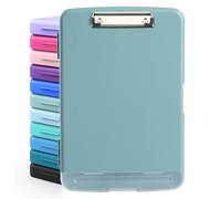 DMFLY Clipboard with Storage, Heavy Duty Clip Boards with Pen Holder, A4 Plastic Clipboards with Compartment, Holds 6+ Pencils and 200+ Sheets, Strong Clipboards with Low Profile Clip, Great for Work