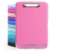 DMFLY Clipboard with Storage, Heavy Duty Clip Boards with Pen Holder, A4 Plastic Clipboards with Compartment, Holds 6+ Pencils and 200+ Sheets, Strong Clipboards with Low Profile Clip, Great for Work