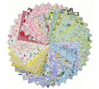 DMFR 42 Pcs Floral Layer Cake Fabric 10 x 10 Inch, 100% Cotton Precut Quilt Squares, 42 Different No Repeat Flower Patterns for Quilting, Sewing, Patchwork and DIY Crafts