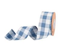 DMiotech 1.6 Inch 10 Yards Gingham Ribbon, Fiber Buffalo Checkered Ribbon Plaid Ribbon for Gift Wrapping Decoration Art Craft DIY, Blue and White