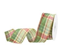 DMiotech 1.6 Inch 10 Yards Gingham Ribbon, Fiber Buffalo Checkered Ribbon Plaid Ribbon for Gift Wrapping Christmas Decoration Art Craft DIY, Green, Red and Yellow