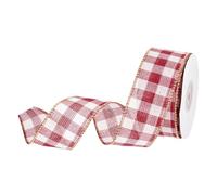 DMiotech 1.6 Inch 10 Yards Gingham Ribbon, Fiber Buffalo Checkered Ribbon Plaid Ribbon for Gift Wrapping Christmas Decoration Art Craft DIY, Red and White