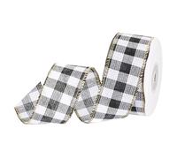 DMiotech 1.6 Inch 10 Yards Gingham Ribbon, Fiber Buffalo Checkered Ribbon Plaid Ribbon for Gift Wrapping Christmas Decoration Art Craft DIY, Black and White