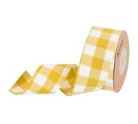 DMiotech 1.6 Inch 10 Yards Gingham Ribbon, Fiber Buffalo Checkered Ribbon Plaid Ribbon for Gift Wrapping Decoration Art Craft DIY, Yellow and White