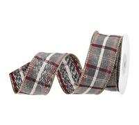 DMiotech 1.6 Inch 10 Yards Gingham Ribbon, Fiber Buffalo Checkered Ribbon Plaid Ribbon for Gift Wrapping Christmas Decoration Art Craft DIY, Gray, Red and White