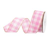 DMiotech 1.6 Inch 10 Yards Gingham Ribbon, Polyester Buffalo Checkered Ribbon Plaid Ribbon for Gift Wrapping Christmas Decoration Art Craft DIY, Pink and White