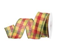 DMiotech 1.6 Inch 10 Yards Gingham Ribbon, Polyester Buffalo Checkered Ribbon Plaid Ribbon for Gift Wrapping Christmas Decoration Art Craft DIY, Red, Yellow and Green