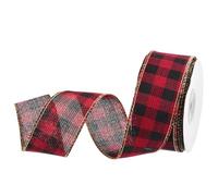 DMiotech 1.6 Inch 10 Yards Gingham Ribbon, Polyester Buffalo Checkered Ribbon Plaid Ribbon for Gift Wrapping Christmas Decoration Art Craft DIY, Dark Red and Black