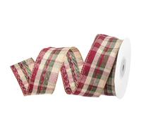 DMiotech 1.6 Inch 10 Yards Gingham Ribbon, Polyester Buffalo Checkered Ribbon Plaid Ribbon for Gift Wrapping Christmas Decoration Art Craft DIY, Rose Red and Green