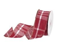 DMiotech 1.6 Inch 10 Yards Gingham Ribbon, Polyester Buffalo Checkered Ribbon Plaid Ribbon for Gift Wrapping Christmas Decoration Art Craft DIY, Dark Red and White