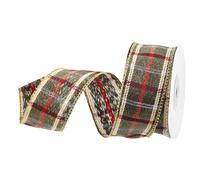 DMiotech 1.6 Inch 10 Yards Gingham Ribbon, Polyester Buffalo Checkered Ribbon Plaid Ribbon for Gift Wrapping Christmas Decoration Art Craft DIY, Green, Orange and Red