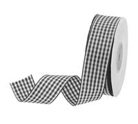 DMiotech 1 Inch 25 Yards Gingham Ribbon, Checkered Ribbon Plaid Ribbon for Gift Wrapping Decoration Art Craft DIY, Gray Black and White