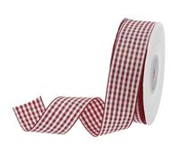 DMiotech 1 Inch 25 Yards Gingham Ribbon, Checkered Ribbon Plaid Ribbon for Gift Wrapping Decoration Art Craft DIY, Dark Red and White