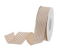 DMiotech 1 Inch 25 Yards Gingham Ribbon, Light Yellow and White, Polyester, Christmas, General Use, Country Rustic