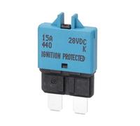 DMiotech 1 Pack 28V DC 15A Blue ATC/ATO Manual Mini Resettable Fuse for Automotive Circuit Breaker Reset Fuses Low Profile Blade Fuses for Car Truck SUV Marine Boat Motorcycle