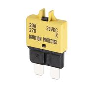 DMiotech 1 Pack 28V DC 20A Yellow ATC/ATO Manual Mini Resettable Fuse for Automotive Circuit Breaker Reset Fuses Low Profile Blade Fuses for Car Truck SUV Marine Boat Motorcycle