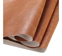 DMiotech 1 Pack 36 Inch x 54 Inch Faux Leather Strip Furniture Cover Wooden Pattern Cinnamon Brown PU Leather Roll for Handmade DIY Craft Projects