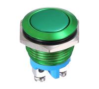 DMiotech 1 Pcs 16mm / 5/8" Push Button Switch, IP66 1NO 0-250V 5A Momentary Latching Push Button Starter Light Switch Self-locking, Aluminum Alloy Flat Head Green