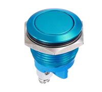 DMiotech 1 Pcs 16mm / 5/8" Push Button Switch, IP66 1NO 0-250V 5A Momentary Latching Push Button Starter Light Switch Self-reset, Aluminum Alloy Flat Head Blue