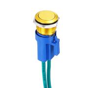DMiotech 1 Pcs 16mm / 5/8" Push Button Switch, IP67 1NO 0-250V 20A Momentary Latching Push Button Starter Light Switch Self-locking, Aluminum Alloy Flat Head Gold