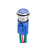 DMiotech 1 Pcs 16mm / 5/8" Stainless Steel Latching Push Button Switch 1NO 10A 110-220V Silver Button Blue Button Lamp with Socket Plug with Wire for Car Boat Systems Custom Setups
