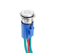 DMiotech 1 Pcs 16mm / 5/8" Stainless Steel Latching Push Button Switch 1NO 10A 110-220V Silver Button White Ring Lamp with Socket Plug with Wire for Car Boat Systems Custom Setups