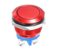 DMiotech 1 Pcs 19mm / 3/4" Push Button Switch, IP66 1NO 0-250V 5A Momentary Latching Push Button Starter Light Switch Self-locking, Aluminum Alloy Flat Head Red