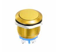 DMiotech 1 Pcs 19mm / 3/4" Push Button Switch, IP66 1NO 0-250V 5A Momentary Latching Push Button Starter Light Switch Self-reset, Aluminum Alloy Flat Head Gold