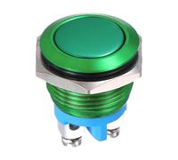 DMiotech 1 Pcs 19mm / 3/4" Push Button Switch, IP66 1NO 0-250V 5A Momentary Latching Push Button Starter Light Switch Self-locking, Aluminum Alloy Flat Head Green