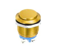 DMiotech 1 Pcs 19mm / 3/4" Push Button Switch, IP66 1NO 0-250V 5A Momentary Latching Push Button Starter Light Switch Self-reset, Aluminum Alloy High Head Gold