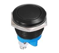 DMiotech 1 Pcs 19mm / 3/4" Push Button Switch, IP66 1NO 0-250V 5A Momentary Latching Push Button Starter Light Switch Self-locking, Aluminum Alloy Flat Head Black