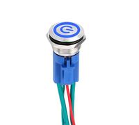 DMiotech 1 Pcs 19mm / 3/4" Stainless Steel Latching Push Button Switch 1NO 15A 110-220V Silver Button Blue Button Lamp with Socket Plug with Wire for Car Boat Systems Custom Setups