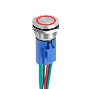 DMiotech 1 Pcs 19mm / 3/4" Stainless Steel Latching Push Button Switch 1NO 15A 110-220V Silver Button Red Ring Lamp with Socket Plug with Wire for Car Boat Systems Custom Setups