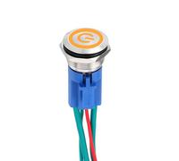 DMiotech 1 Pcs 19mm / 3/4" Stainless Steel Latching Push Button Switch 1NO 15A 12-24V Silver Button Yellow Button Lamp with Socket Plug with Wire for Car Boat Systems Custom Setups