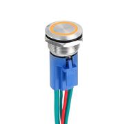 DMiotech 1 Pcs 19mm / 3/4" Stainless Steel Momentary Push Button Switch 1NO 15A 110-220V Silver Button Yellow Ring Lamp with Socket Plug with Wire for Car Boat Systems Custom Setups